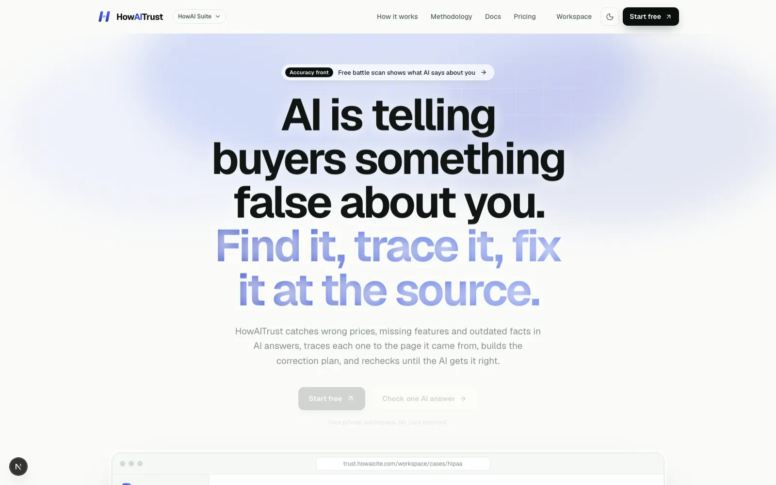 HowAITrust — Find the false claim. Prove it changed.
