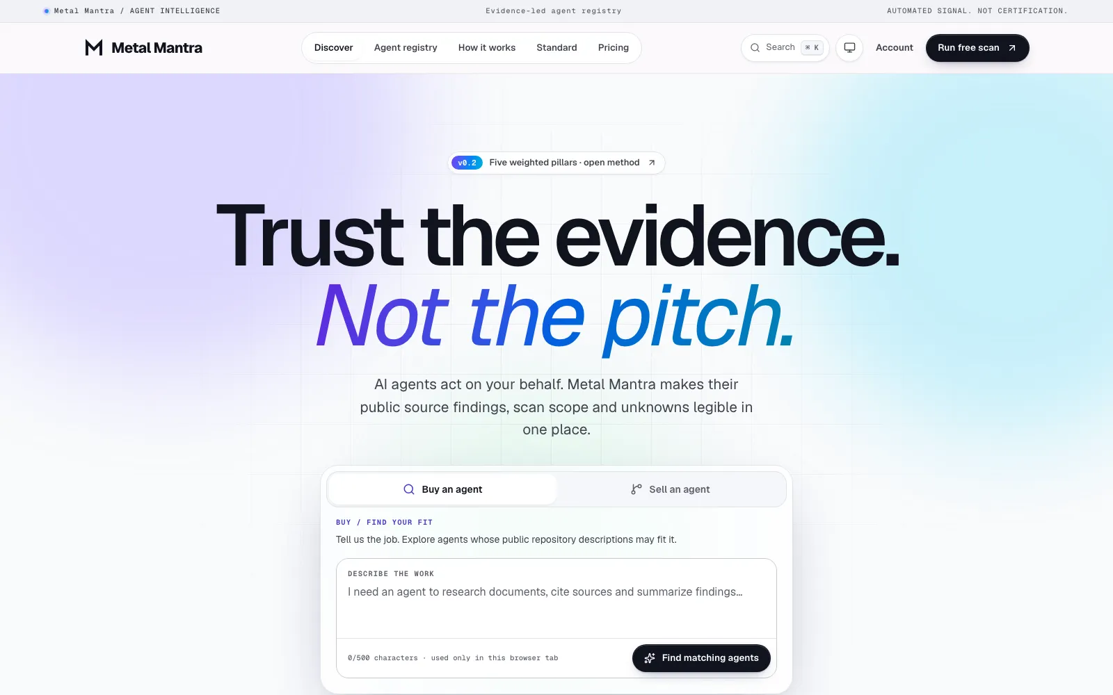 Metal Mantra — Trust the evidence, not the pitch.